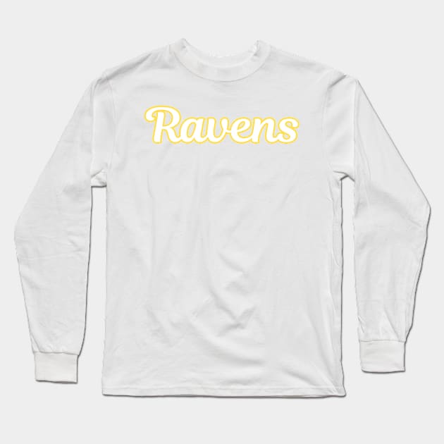 Ravens Script Long Sleeve T-Shirt by twothree